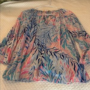 Vibrant Blue and Pink Women's Blouse
